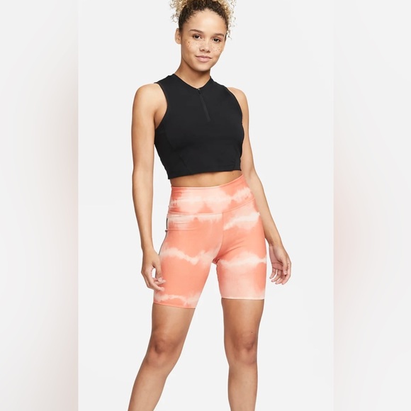 Nike One Luxe Women's 7" Mid-Rise Printed Training Shorts Madder Root/Black NWT - Picture 2 of 11